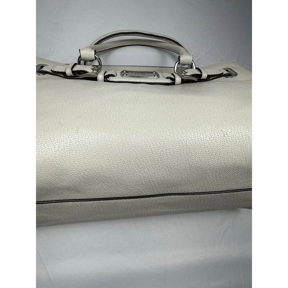 Michael Kors Hamilton Large Pebbled Leather Satchel Tote Bag Ivory Cream